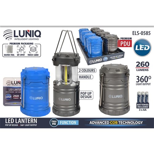 Luniq 1Pce LED Lantern (inc. 3 x AA) Available in 2 colours